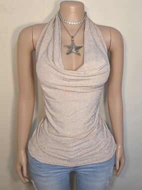 ☆Express Shimmer Halter Top in Light Pink☆